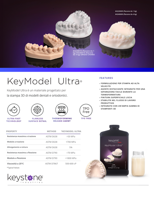 KeyModel Ultra™ — Resina 3D  per Modelli Dentali e Ortodontici | 1kg